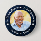 葬式ブルーマーブル愛のメモリーフォトメモリアル 缶バッジ (正面)