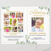 葬式プログラムテンプレート(グリーン葉) (正面)