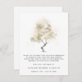 葬式ミニマルツリーモダンの水色ありがとうC サンキューカード (正面/裏面)