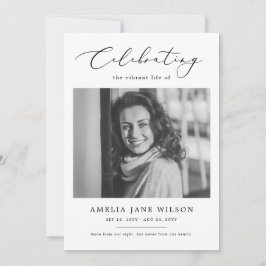 葬式ミニマル記念写真お祝い 招待状