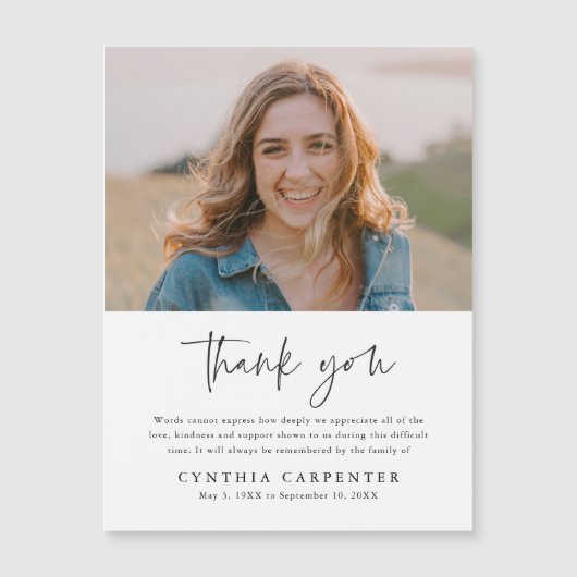 葬式ミニマル記念写真サンキューカード (正面)