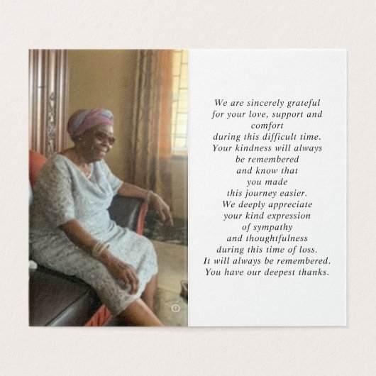 葬式ミニマル記念写真フォルダー祈りの言葉カード (内部フラット)