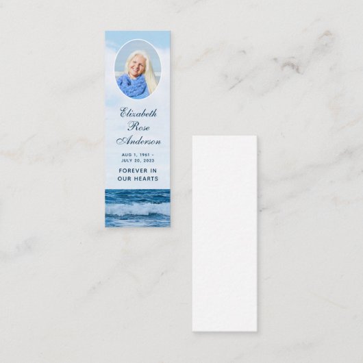 葬式モダンエレガント記念ミニブックマークカード スキニー名刺 (正面/裏面)