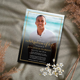 葬式モダン写真お祝い 招待状