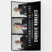 葬式モダン写真コラージュ |生命のお祝い 横断幕 (縦)