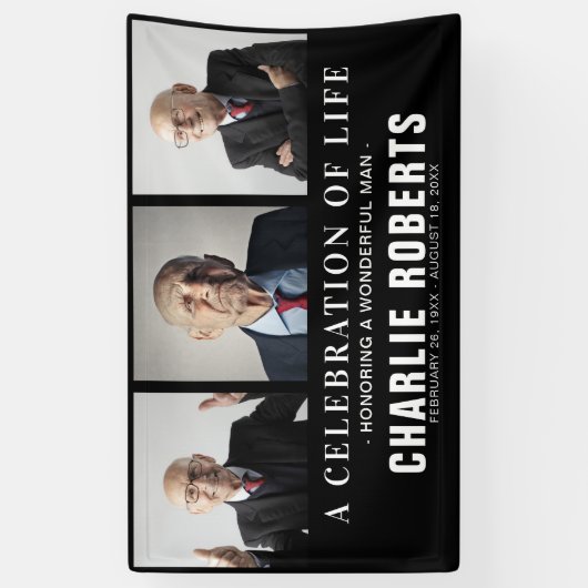 葬式モダン写真コラージュ |生命のお祝い 横断幕 (縦)