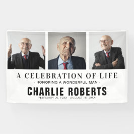 葬式モダン写真コラージュ |生命のお祝い 横断幕