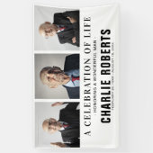 葬式モダン写真コラージュ |生命のお祝い 横断幕 (縦)