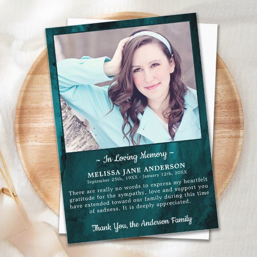 葬式モダン写真悔やみや弔慰メモリアル サンキューカード