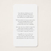 葬式モダン写真悔やみや弔慰記念祈りの言葉カード (裏面)