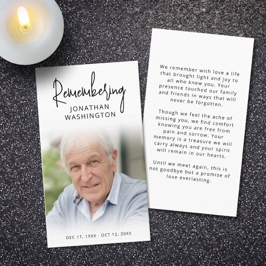 葬式モダン写真覚え名覚え祈りの言葉カード 名刺