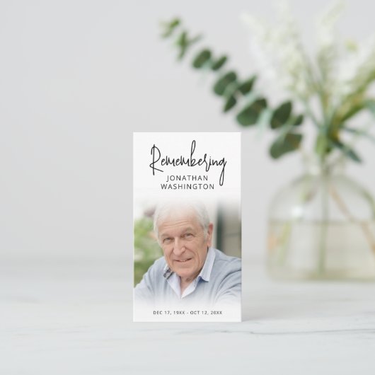 葬式モダン写真覚え名覚え祈りの言葉カード 名刺 (スタンド正面)