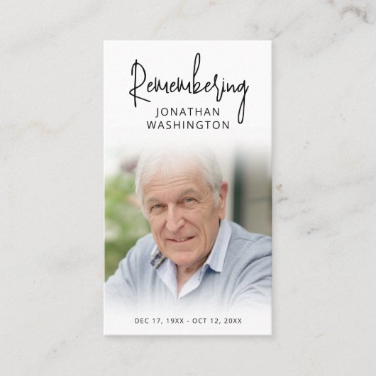 葬式モダン写真覚え名覚え祈りの言葉カード 名刺 (正面)