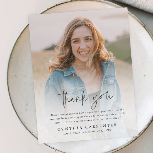 葬式モダン記念写真サンキューカード