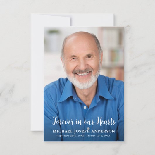 葬式モダン記念写真悔やみや弔慰祈りの言葉カード (正面)