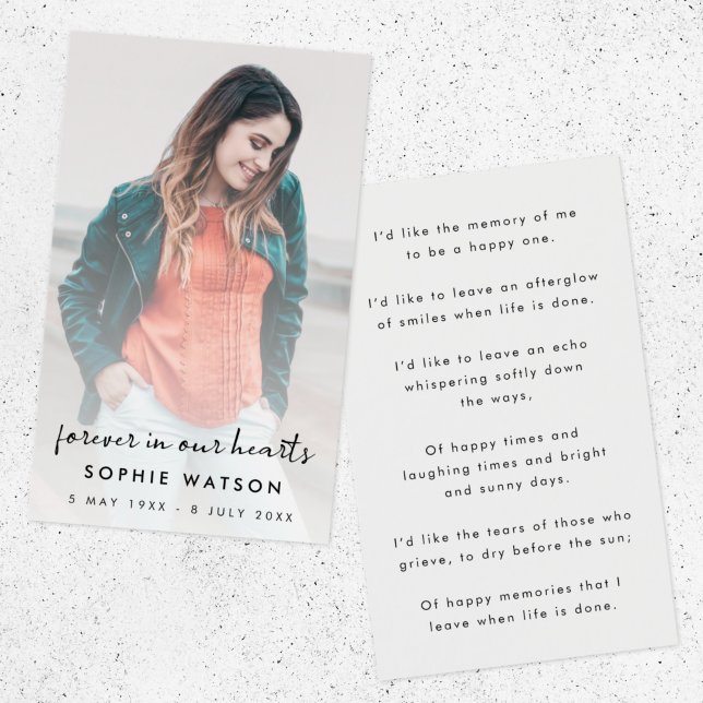 葬式モダン記念写真詩または祈りの言葉カード (クリエイターアップロード済み)