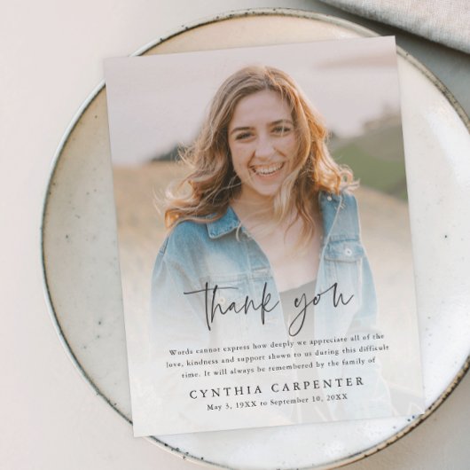 葬式モダン記念写真 サンキューカード