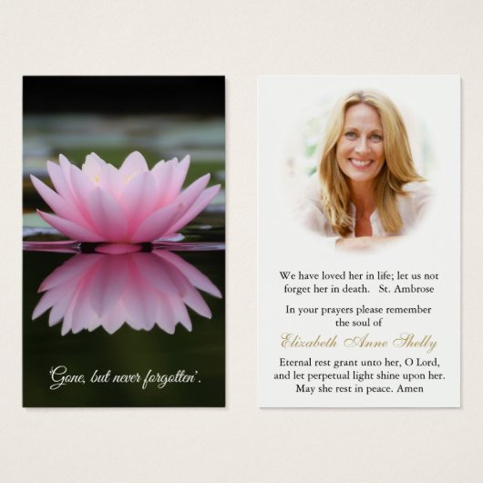 葬式リリーポンドメモリアル祈りの言葉共感表 (正面&裏面)