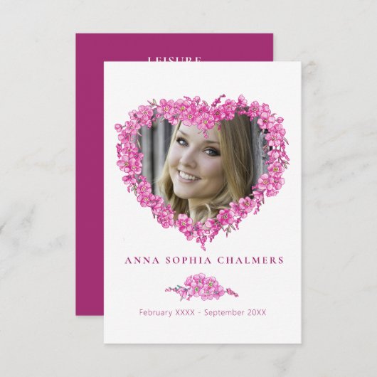 葬式忘れ – メ – 非ピンクの花のハート詩enclo エンクロージャーカード (正面/裏面)