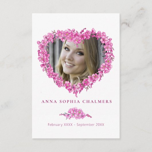 葬式忘れ – メ – 非ピンクの花のハート詩enclo エンクロージャーカード (正面)