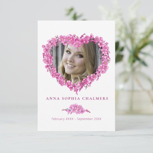 葬式忘れ – メ – 非ピンクの花のハート詩enclo エンクロージャーカード (スタンド正面)