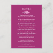 葬式忘れ – メ – 非ピンクの花のハート詩enclo エンクロージャーカード (裏面)