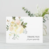 葬式悔やみや弔慰サンキューアイボリー水彩フローラ サンキューカード (スタンド正面)