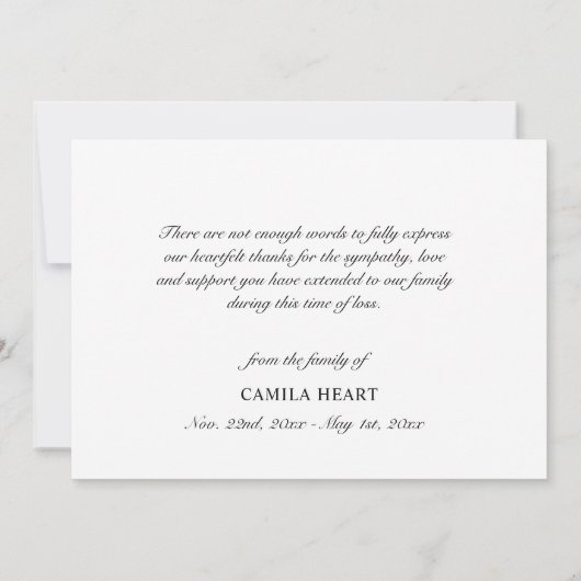 葬式悔やみや弔慰サンキューアイボリー水彩フローラ サンキューカード (裏面)