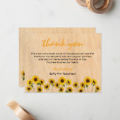 葬式悔やみや弔慰サンキューシンプルサンフラワー ノートカード (正面/裏面インサイチュ)