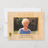 葬式悔やみや弔慰サンキューシンプルサンフラワー ノートカード (裏面)