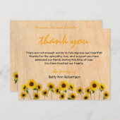 葬式悔やみや弔慰サンキューシンプルサンフラワー ノートカード (正面/裏面)