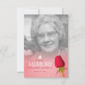 葬式独身の赤いバラの写真追悼の詩 (正面)