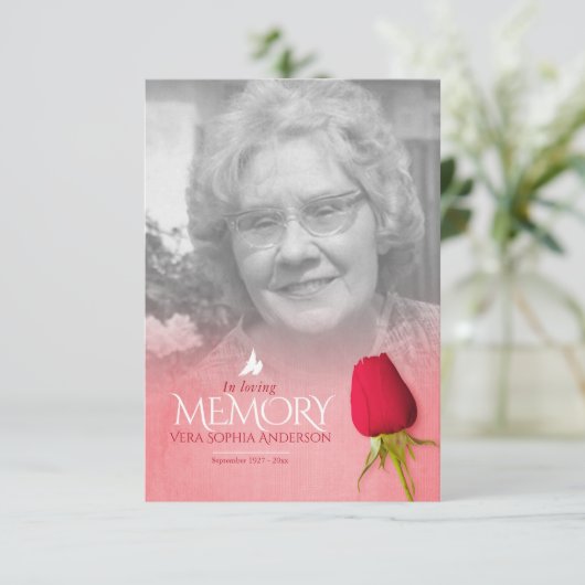 葬式独身の赤いバラの写真追悼の詩 (スタンド正面)