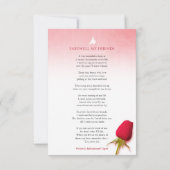 葬式独身の赤いバラの写真追悼の詩 (裏面)