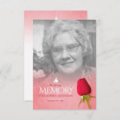 葬式独身の赤いバラの写真追悼の詩 (正面/裏面)