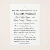 葬式祈りの言葉カード写真記念 (裏面)