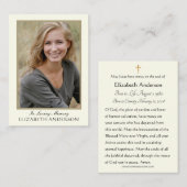 葬式祈りの言葉カード写真記念 プレイスカード (正面/裏面)