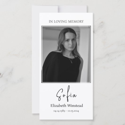 葬式祈りの言葉カード、カトリックのカード サンキューカード (正面)