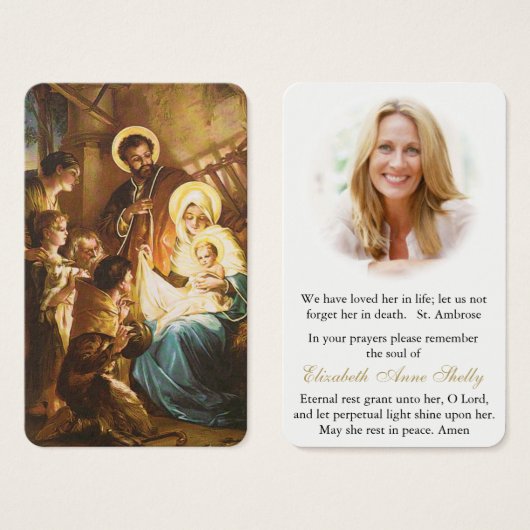 葬式神聖な家族の損失祈りの言葉同情カード (正面&裏面)