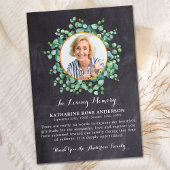 葬式素朴ユーカリ緑色写真悔やみや弔慰 サンキューカード