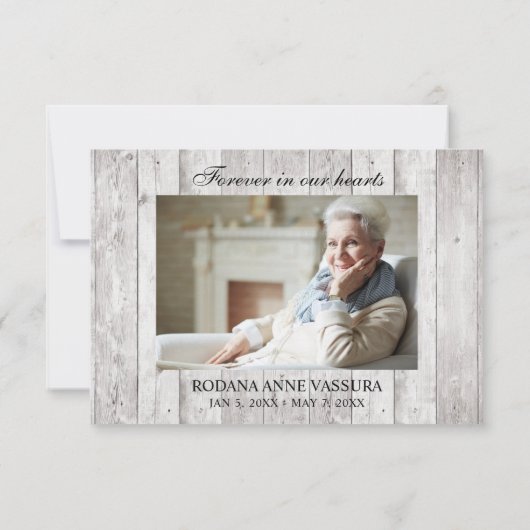 葬式素朴木材ひまわり写真 サンキューカード (裏面)