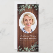 葬式素朴祈りの言葉カード写真記念ブックマーク (正面)