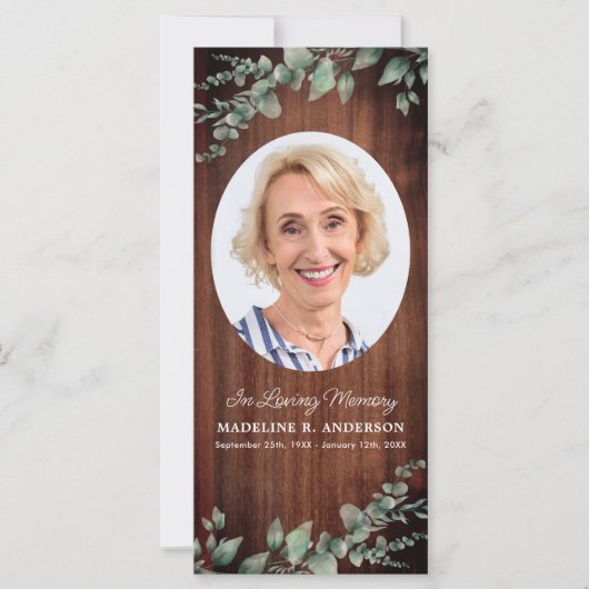 葬式素朴祈りの言葉カード写真記念ブックマーク (正面)