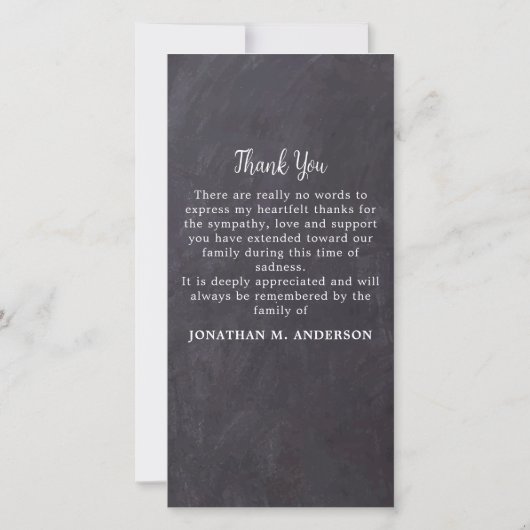 葬式素朴記念カスタム写真悔やみや弔慰 サンキューカード (裏面)