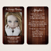 葬式素朴記念詩悔やみや弔慰祈りの言葉カード (正面&裏面)