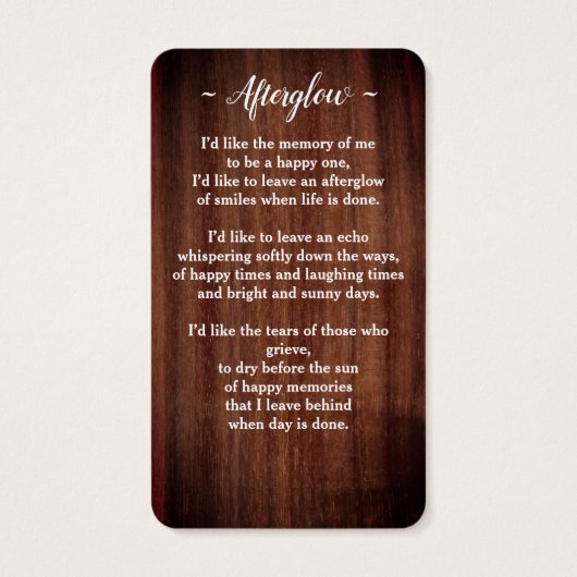 葬式素朴記念詩悔やみや弔慰祈りの言葉カード (裏面)