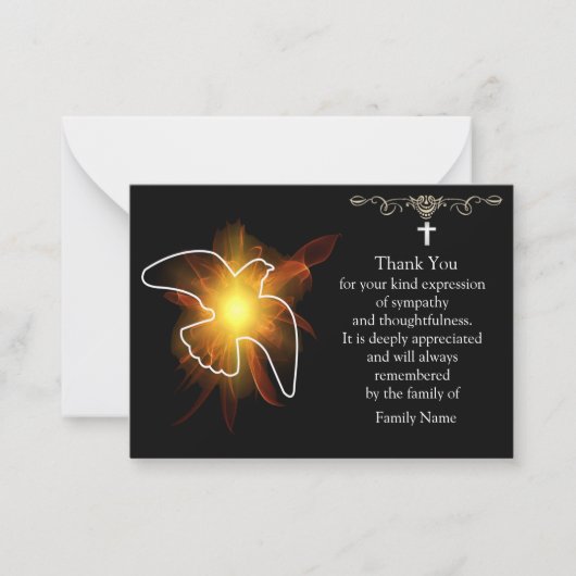 葬式輝くサンキューカードの後に行く ノートカード (正面)