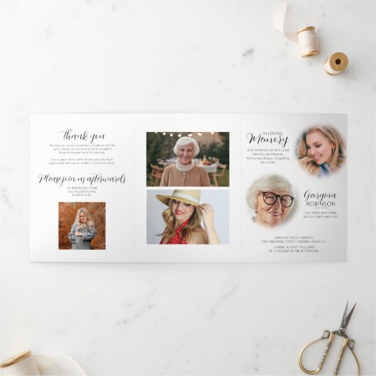 葬祭命令 |写真の前後Tr 三つ折り招待状 (外部)