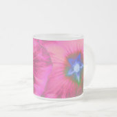 葵の花ピンクベルベットすりガラスのマグカップ フロストグラスマグカップ (正面右)