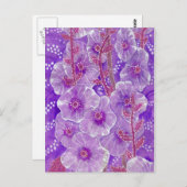 葵マローマルバプルプバイオレットフラワーフローラ ポストカード (正面/裏面)